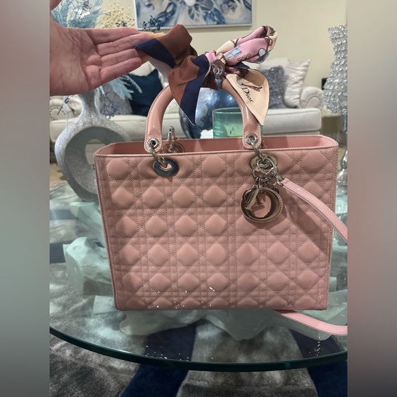 Dior Handbags - Authentic Christian Dior Lady Dior Large Top Handle Bag
 in Pink Retails at$6500